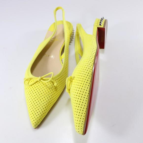 Hall Spike Flat Yellow Spiked Perforated Suede Slingback Flats d672 - Picture 5 of 12